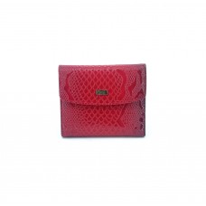 2614 Yılka Deri Bayan Cüzdanı Kırmızı Rugan Yılan Baskı